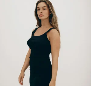 Flash Sale Organic Basics Core Bold Rib Ruched Side Dress Black