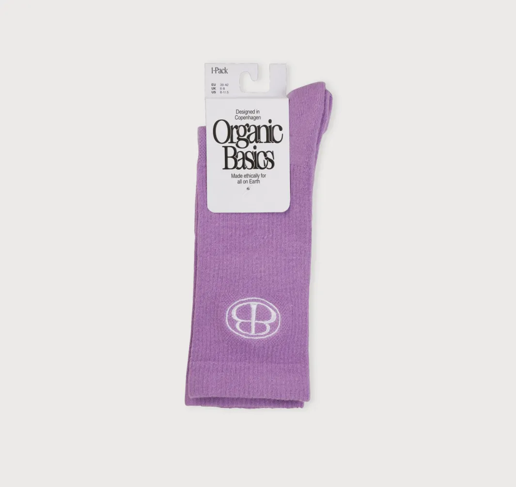 Shop Organic Basics Core Butterfly Crew Rib Socks Lavender