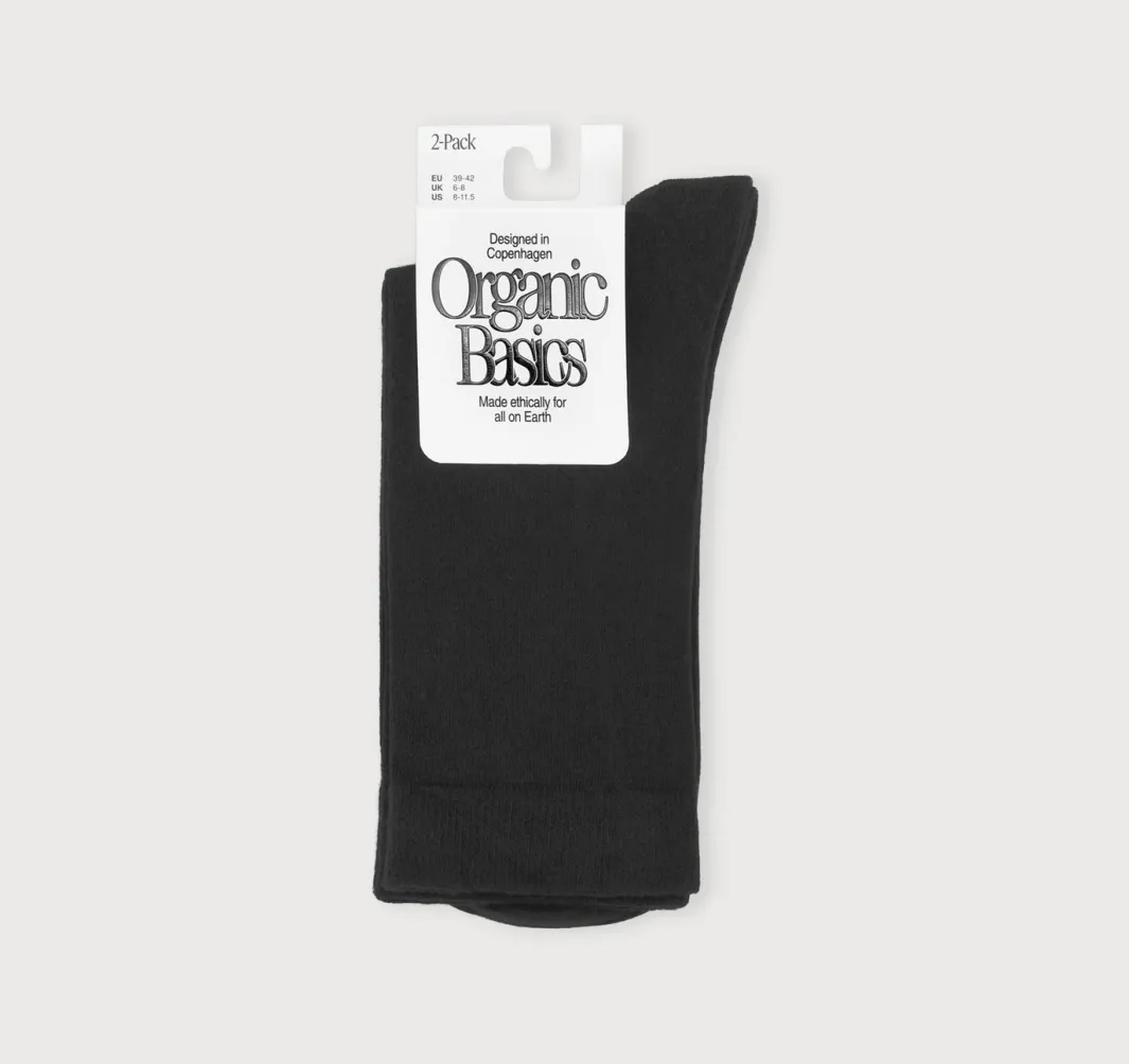 Hot Organic Basics Core Crew Socks 2-pack Black