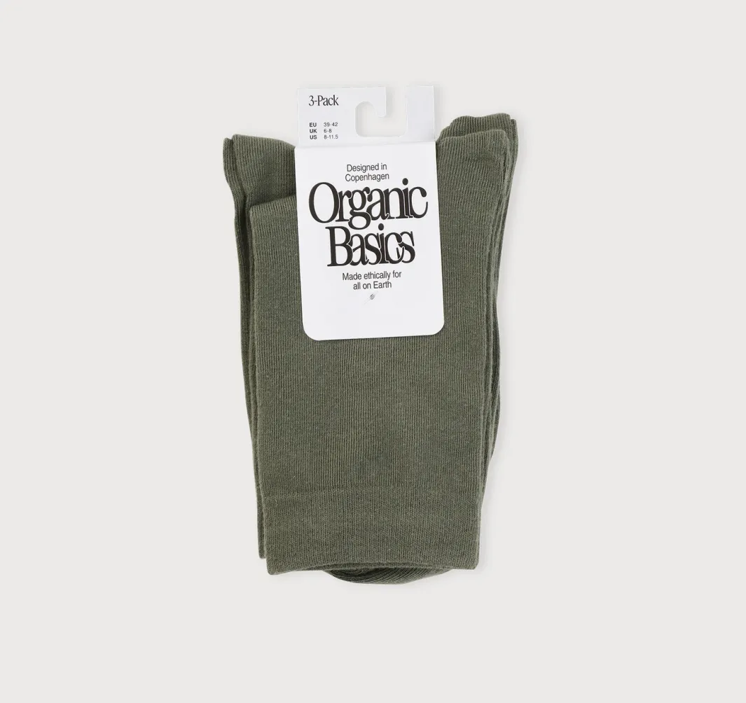 Cheap Organic Basics Core Crew Socks 3-pack Seaweed