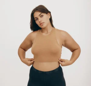 Online Organic Basics Core Crop Tank Top MutedOcher