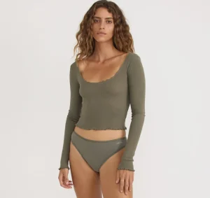 Online Organic Basics Core Rib High-Leg Briefs Thyme