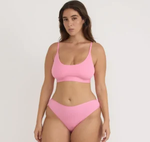 Store Organic Basics Core Rib Open Back Scoop Bralette TulipPink