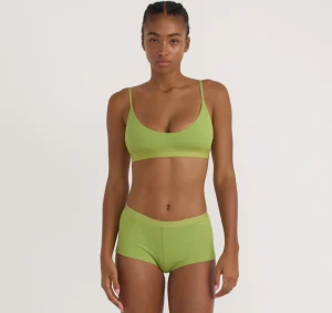 Store Organic Basics Core Rib Open Back Scoop Bralette MatchaGreen