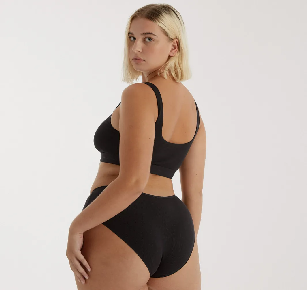 Shop Organic Basics Core Rib Tank Bralette Black