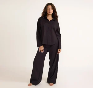 Online Organic Basics Core Sleep Poplin Pants Black