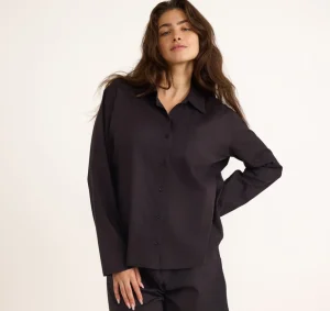 Cheap Organic Basics Core Sleep Poplin Shirt Black