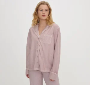 Best Organic Basics Core Sleep Shirt PinkStripe