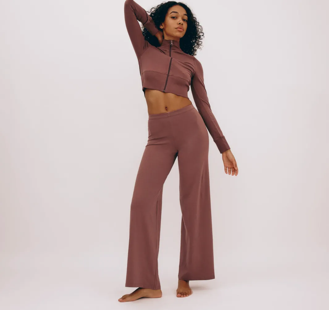 Fashion Organic Basics Core Sport Crop Zip Jacket RoseWood