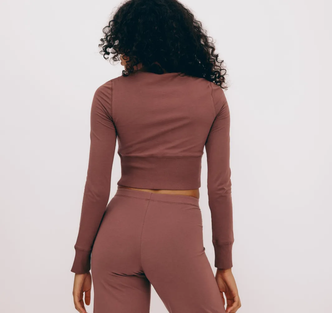 Fashion Organic Basics Core Sport Crop Zip Jacket RoseWood