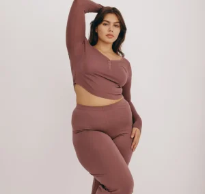 Sale Organic Basics Core Sport Henley Long-Sleeve Tee RoseWood