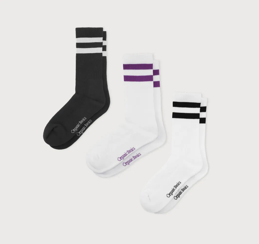 Clearance Organic Basics Core Stripe Crew Socks 6-pack