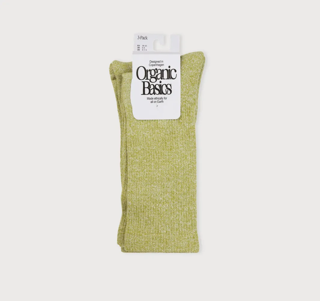 Online Organic Basics Core Tennis Crew Socks 3-pack MatchaGreen