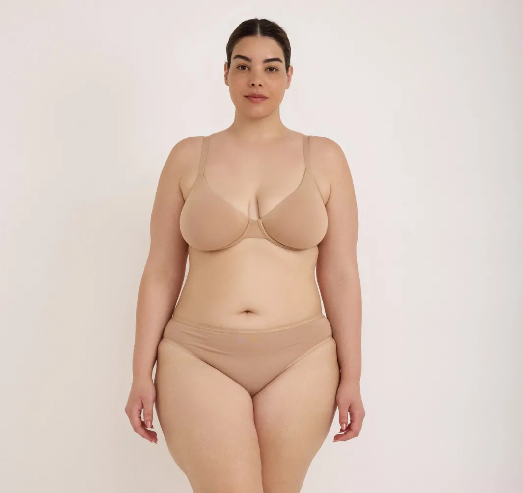 Shop Organic Basics Core Unlined Demi Bra Hazelnut