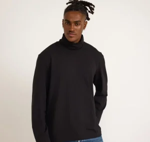 Online Organic Basics Everyday  Long Sleeve Turtleneck Black