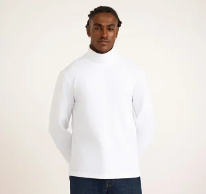 Outlet Organic Basics Everyday  Long Sleeve Turtleneck White