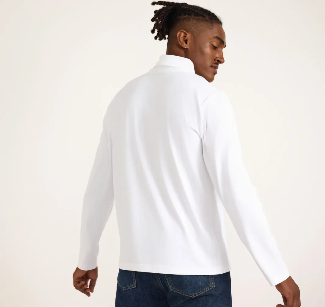 Outlet Organic Basics Everyday Long Sleeve Turtleneck White