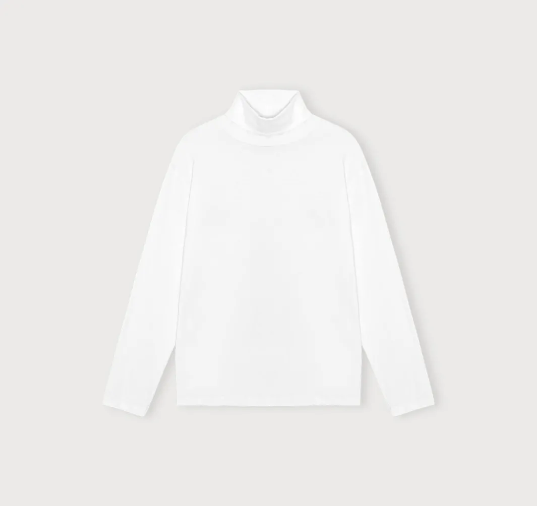 Outlet Organic Basics Everyday Long Sleeve Turtleneck White