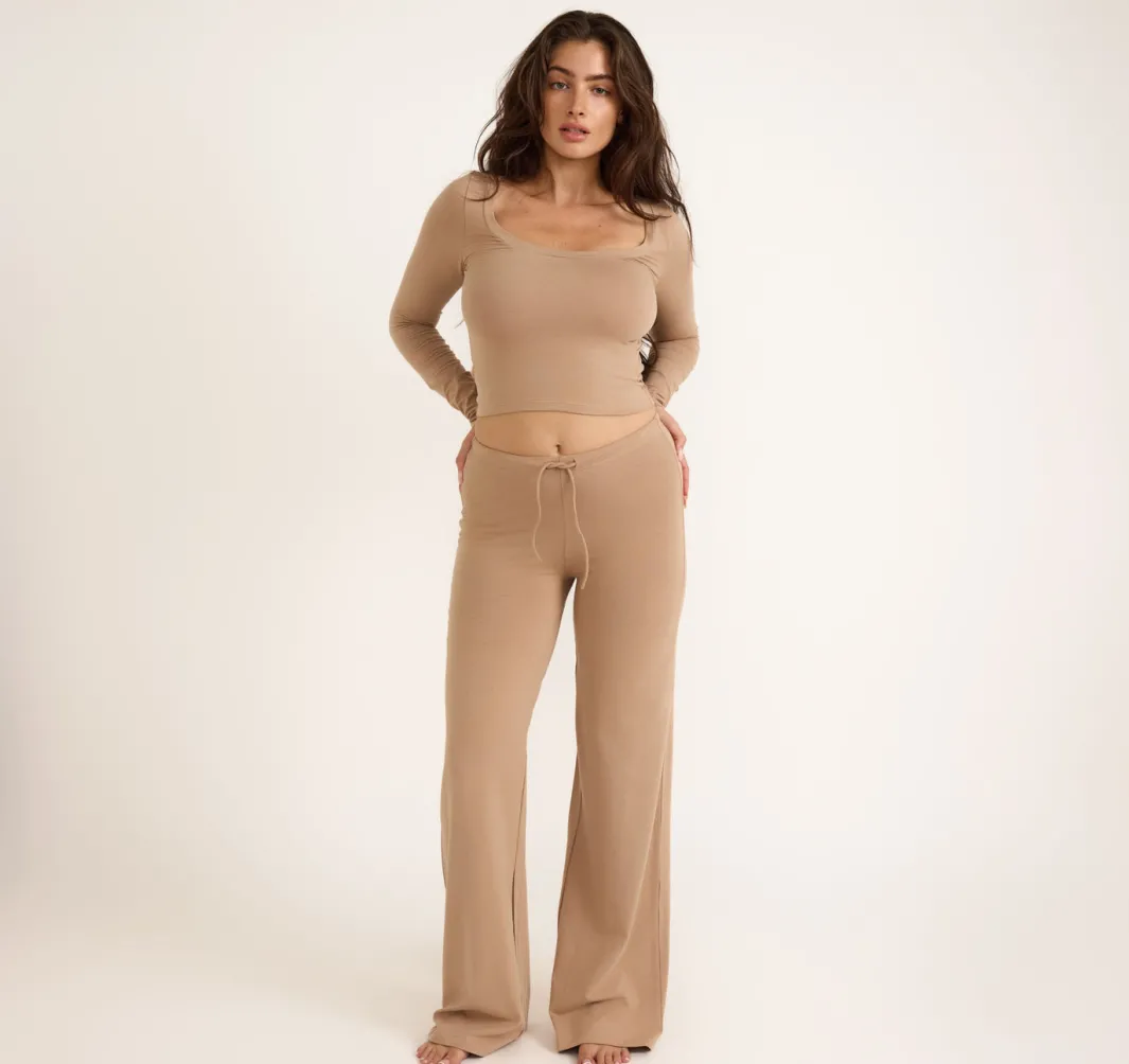 Cheap Organic Basics Everyday Straight Leg Pants Hazelnut