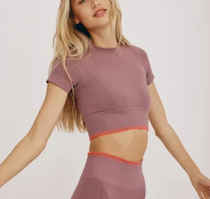 Shop Organic Basics Luxe Touch Crop Tee RoseWood