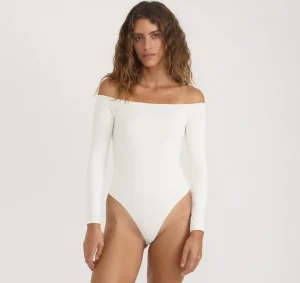 Best Organic Basics Smooth Off-Shoulder Bodysuit OffWhite