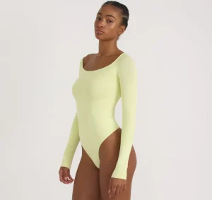 Online Organic Basics Smooth Off-Shoulder Bodysuit ElderflowerGreen