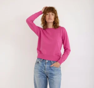 Best Organic Basics Soft Knit Boxy Crewneck Sweater Pink