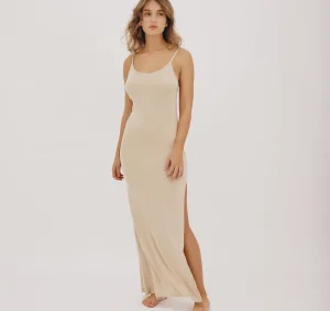 Discount Organic Basics Soft Knit Maxi Slip Dress Sandstone