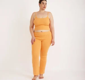Flash Sale Organic Basics Soft Knit Rib Flare Pants Papaya