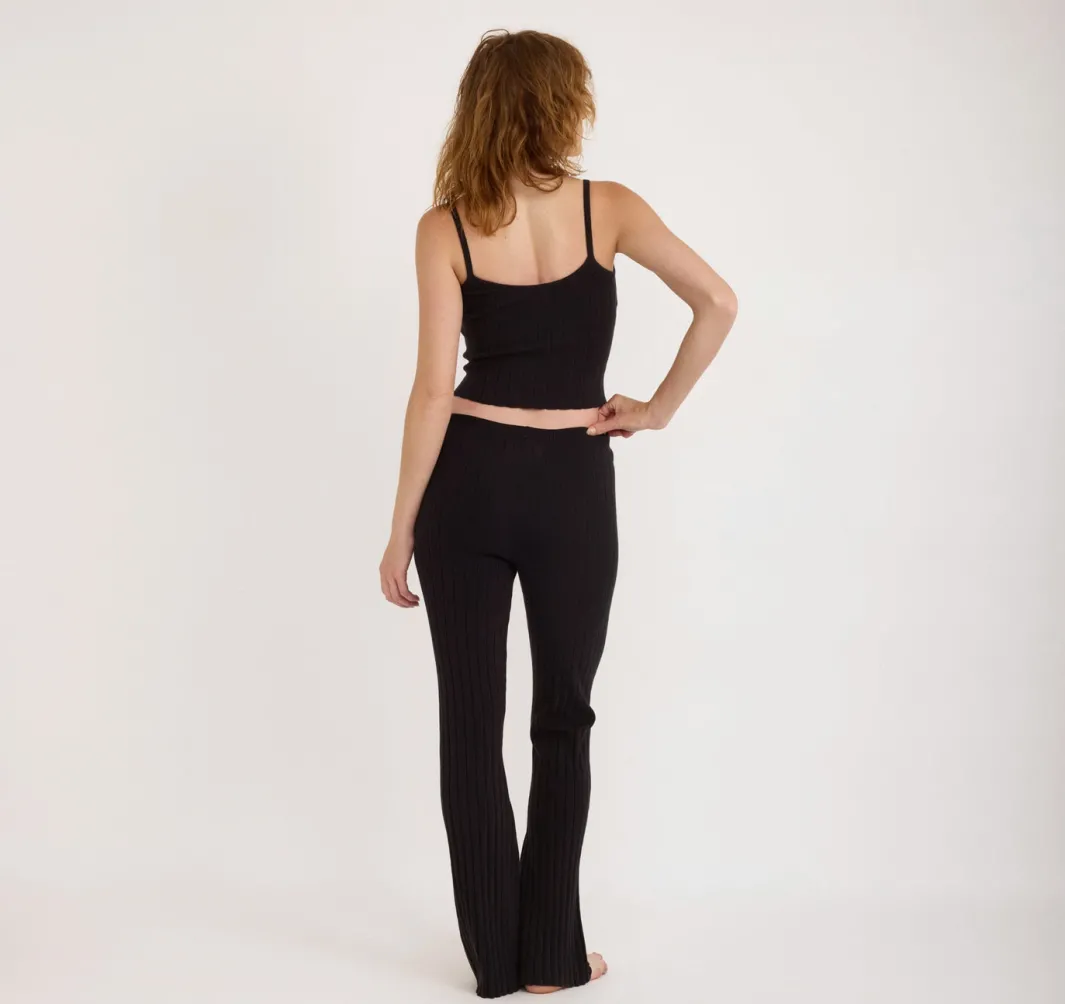 Best Sale Organic Basics Soft Knit Rib Flare Pants Black