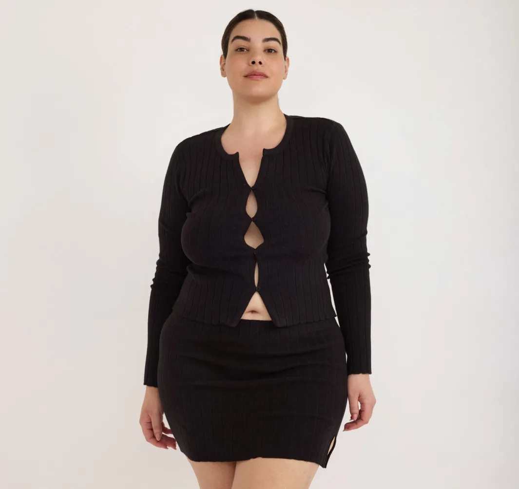 Cheap Organic Basics Soft Knit Rib Mini Skirt Black
