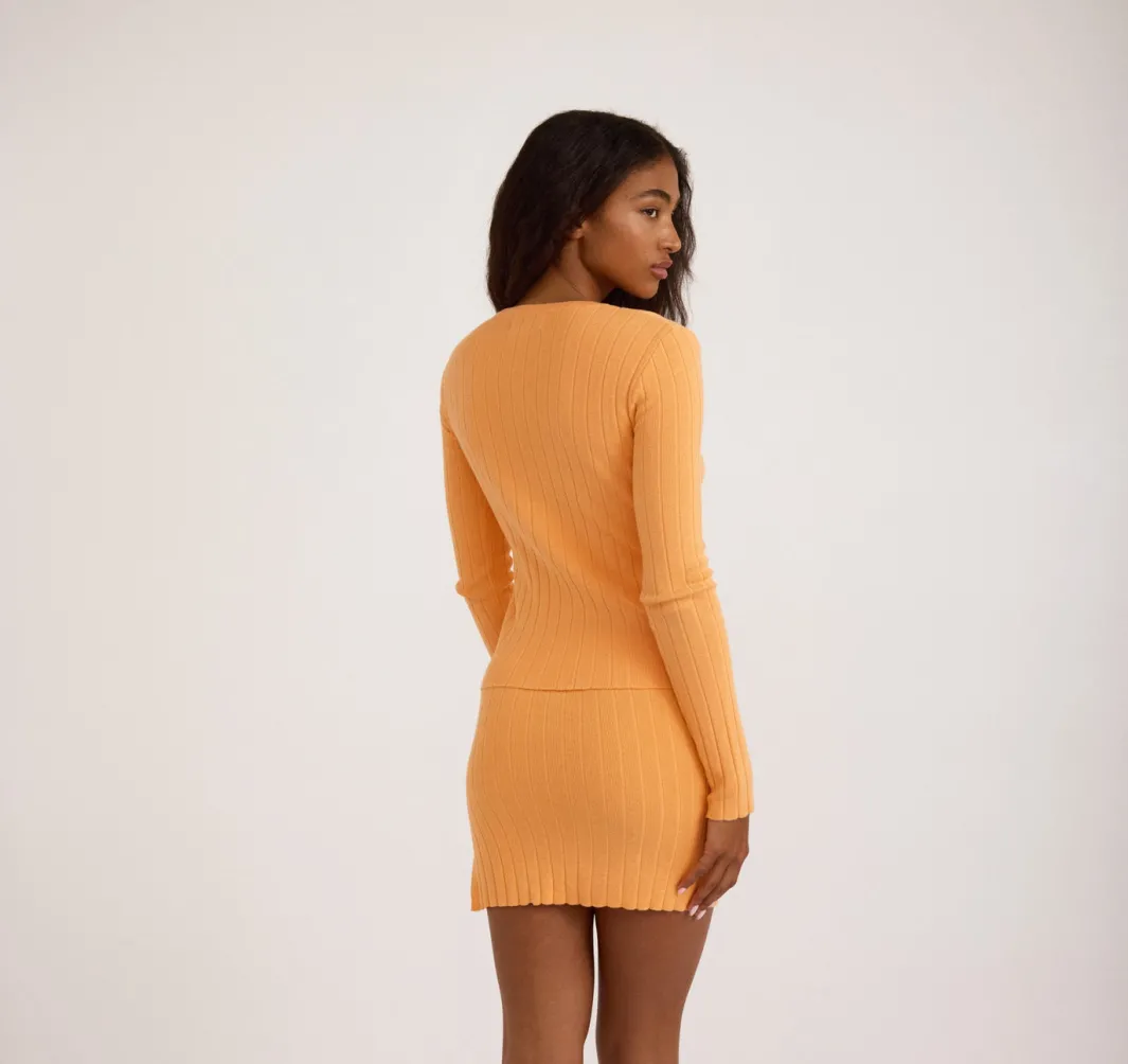 Outlet Organic Basics Soft Knit Rib Mini Skirt Papaya