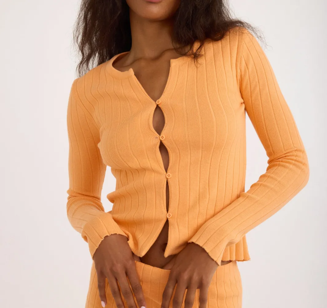 Outlet Organic Basics Soft Knit Rib Mini Skirt Papaya