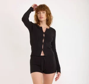 Cheap Organic Basics Soft Knit Rib Shorts Black