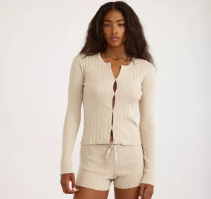 Online Organic Basics Soft Knit Rib Shorts Sandstone