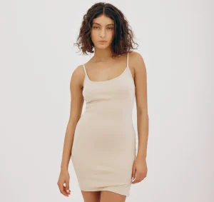 New Organic Basics Soft Knit Slip Dress Sandstone