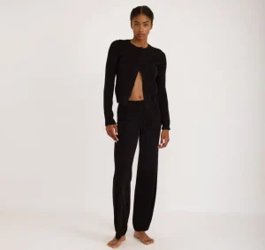 Hot Organic Basics Soft Knit Straight Leg Pants Black