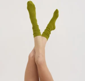 Outlet Organic Basics Soft Slouchy Socks MatchaGreen