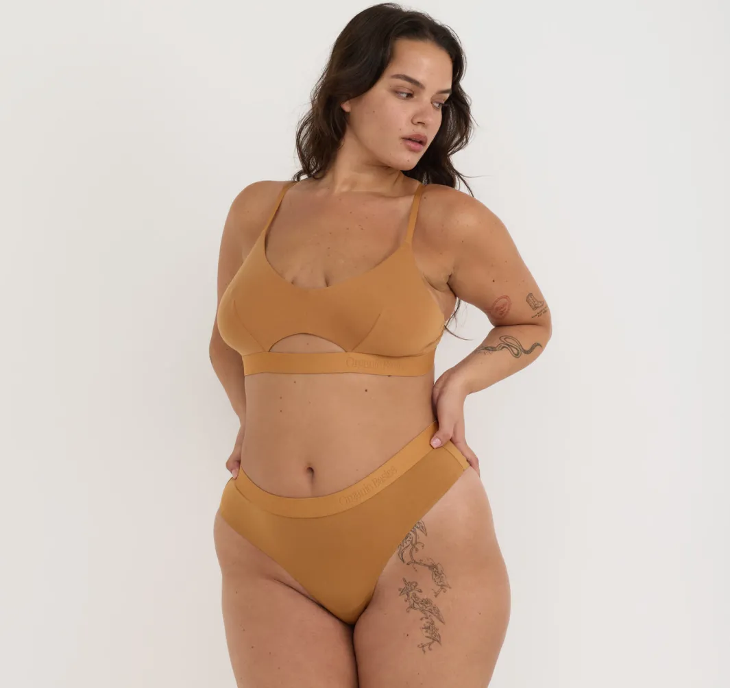 Clearance Organic Basics Soft Touch Bralette Ocher