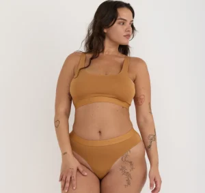 New Organic Basics Soft Touch Scoop Neck Bralette Ocher