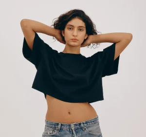 Cheap Organic Basics True Boxy Crop Tee Black