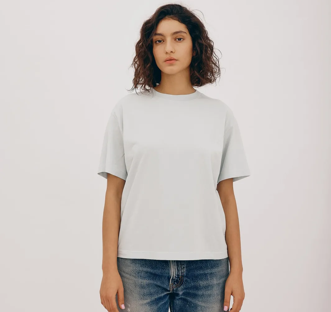 Sale Organic Basics True Boxy Tee LightBlue