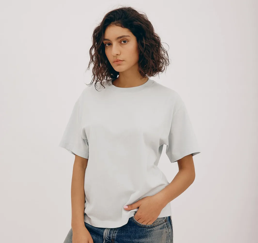 Sale Organic Basics True Boxy Tee LightBlue