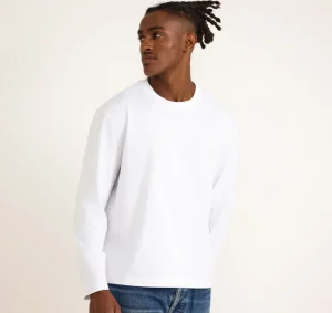 Hot Organic Basics True Heavy Boxy Fit Long Sleeve Tee White