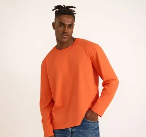 Flash Sale Organic Basics True Heavy Boxy Fit Long Sleeve Tee Tangerine