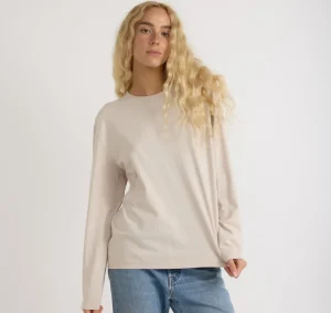 Clearance Organic Basics True Heavy Boxy Long Sleeve Tee Sandstone