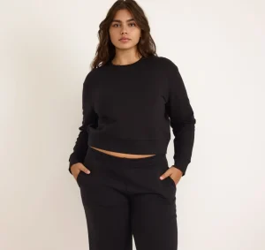 Fashion Organic Basics Weekend Boxy Crewneck Sweatshirt Black