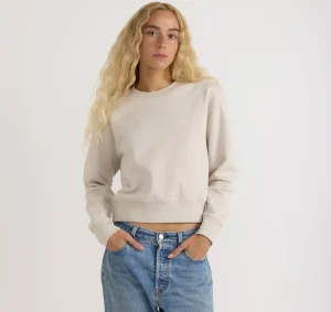 Online Organic Basics Weekend Boxy Crewneck Sweatshirt Sandstone
