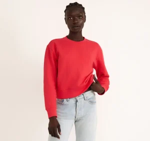Flash Sale Organic Basics Weekend Boxy Crewneck Sweatshirt Strawberry