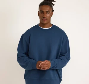 Online Organic Basics Weekend Boxy Fit Crewneck Sweatshirt MidnightBlue
